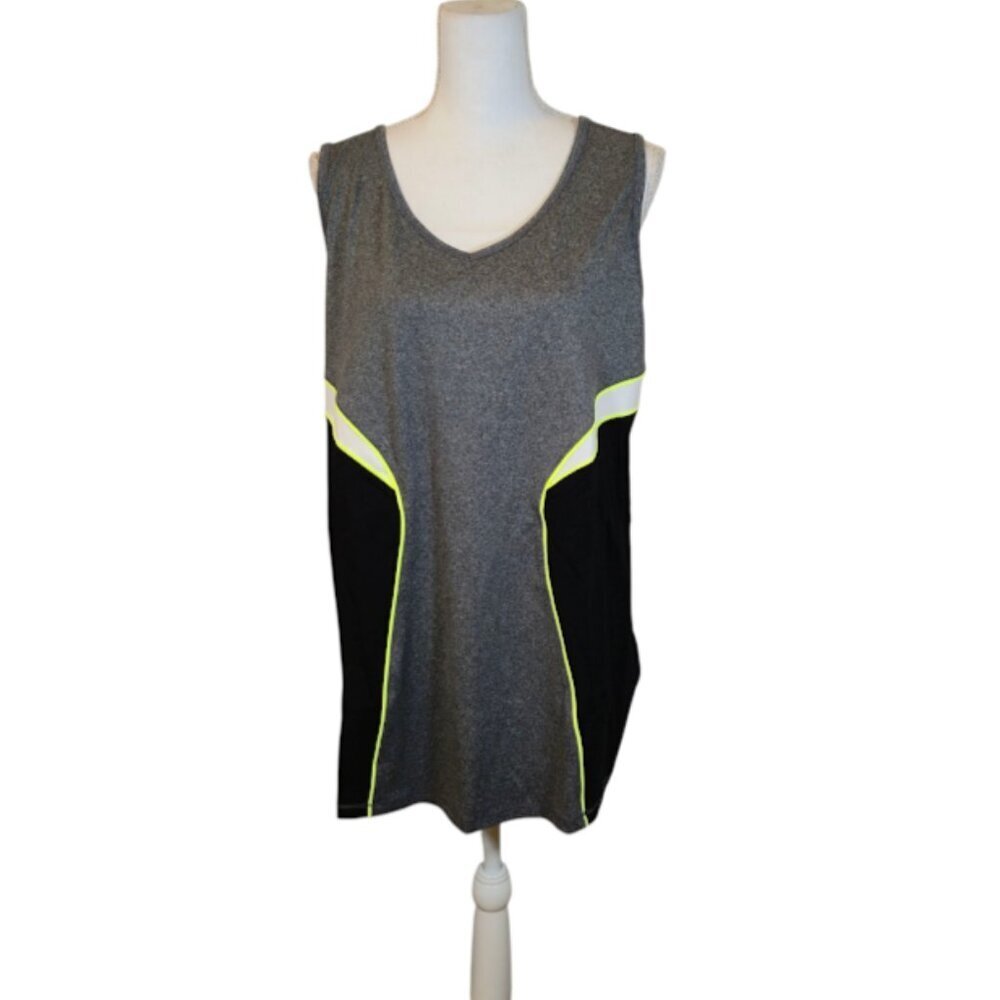 Catherines Athletic Sleeveless Top Women 14/16 Gray Mesh Back Casual Workout